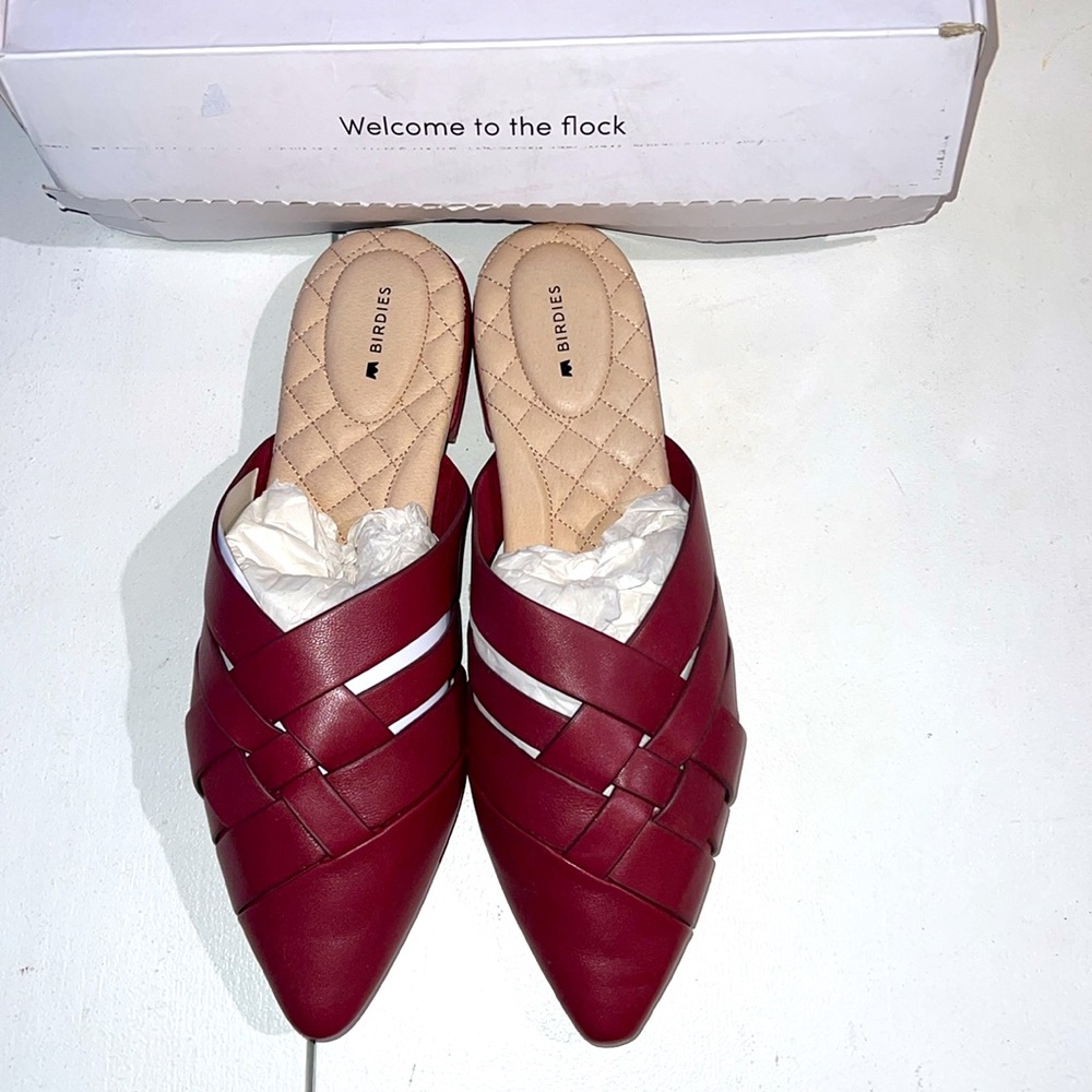 Birdies The Dove Burgundy Crossed leather Slip-On Flats 9.5 - Picture 2 of 13